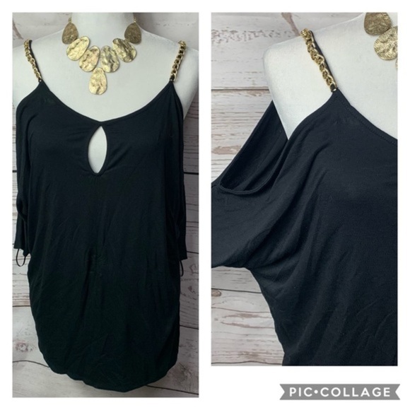 NWT Jennifer Lopez Palm Paradise Cold Shoulder Top - Picture 1 of 8